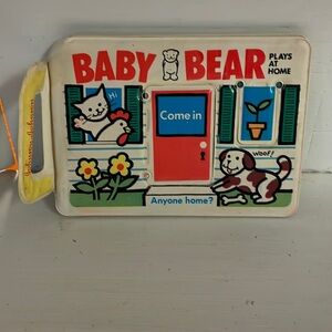 Vintage Johnson & Johnson Baby Bear Plays At Home padded interactive book
